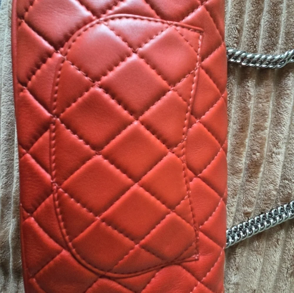CHANEL Coral Quilted Lambskin Flap Shoulder Bag Medium